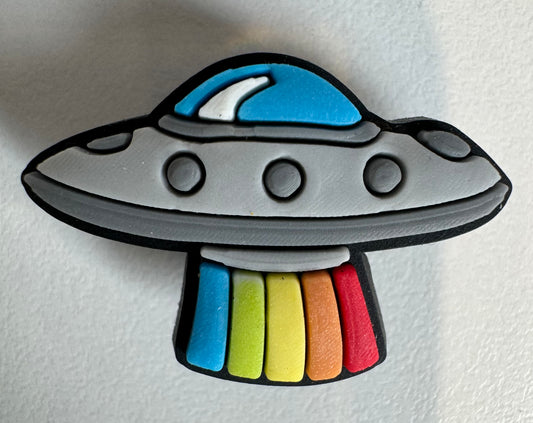 Rainbow UFO Croc Charm